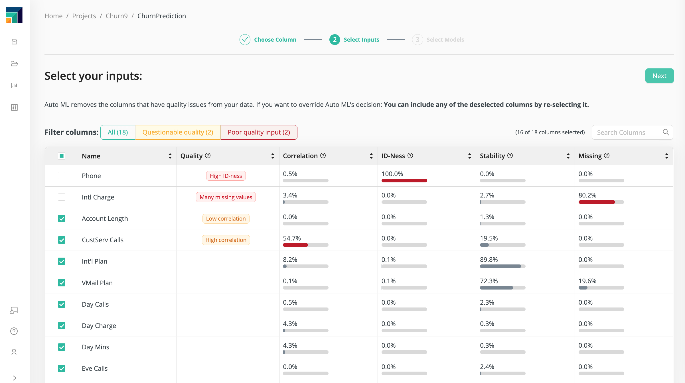 Select inputs